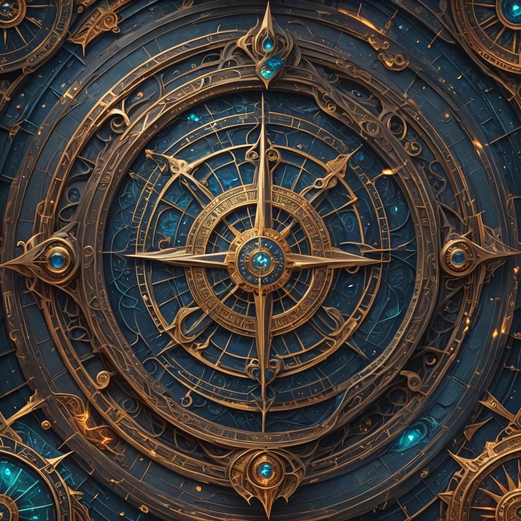 Dark Fantasy Compass Astral Illustration