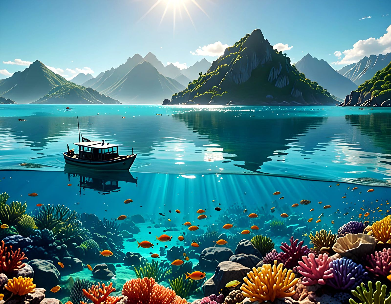 Dual Surface and Underwater Animated Scene