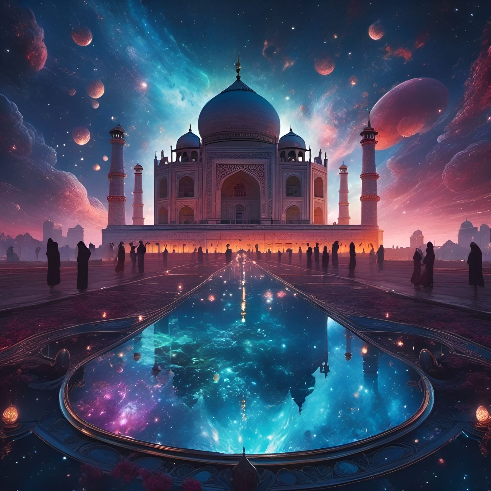 Magical Floating Taj Mahal in Ethereal Cosmos