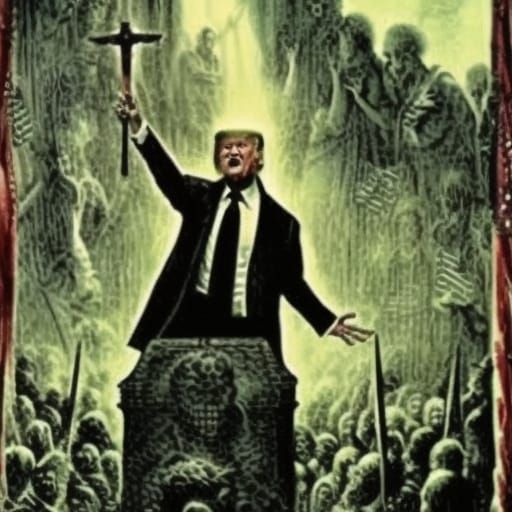 Donald Trump as a Cult Leader in Horror Style