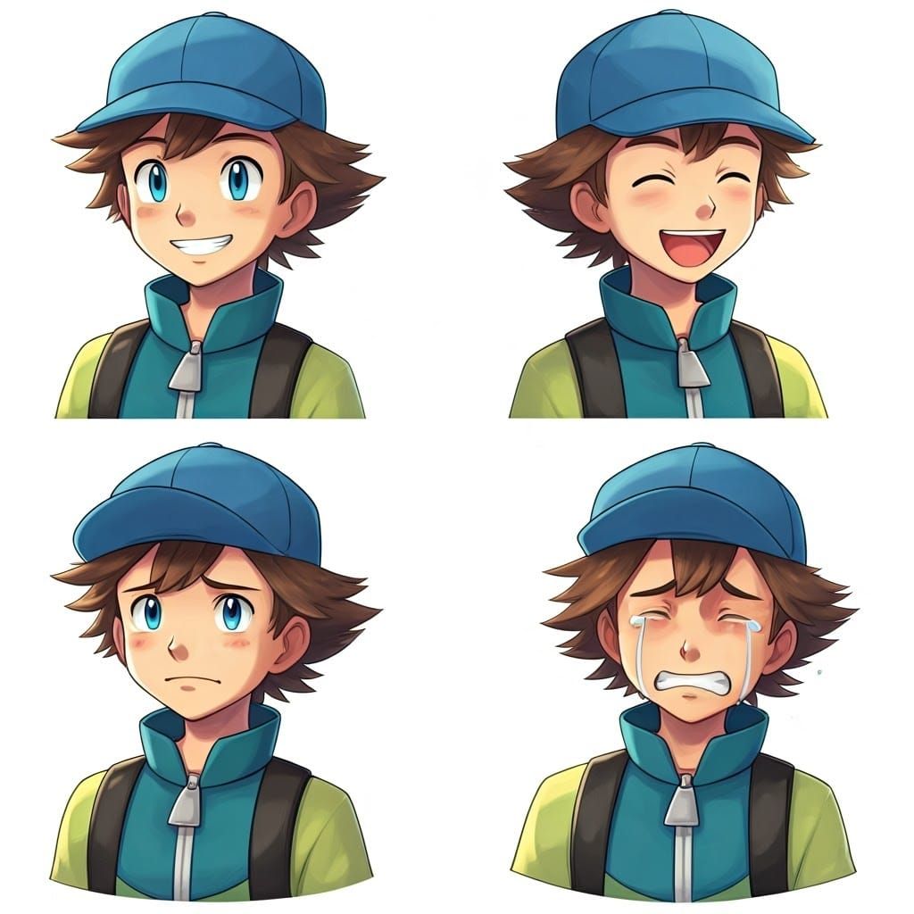 Joyful Pokémon Trainer Ritchie's Expressive Portraits