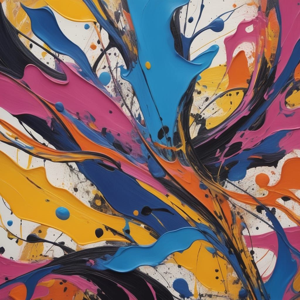Vibrant Oil Painting in Abstract Expressionist Style