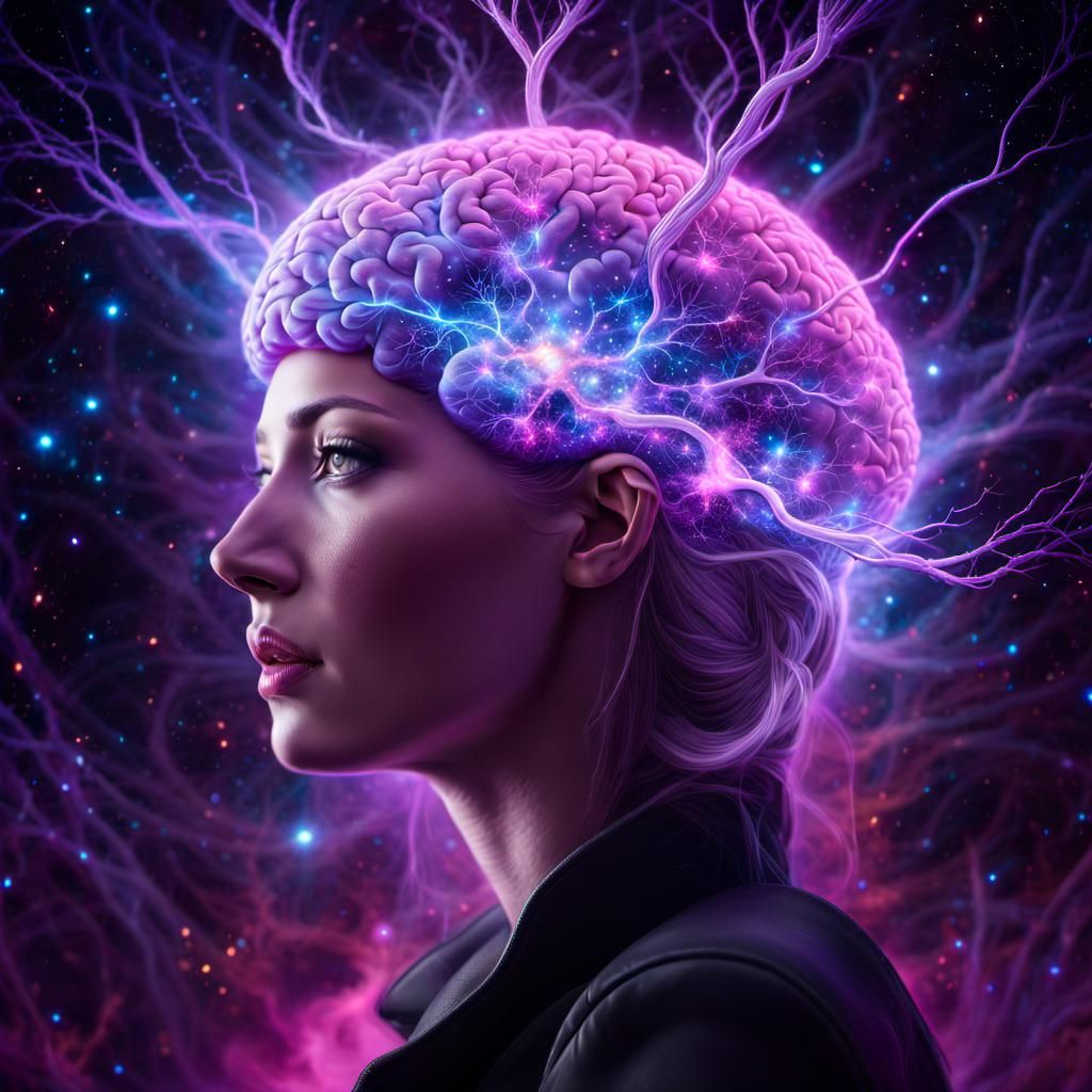 Ethereal Brain Nebula: Supernova Galaxy Digital Art
