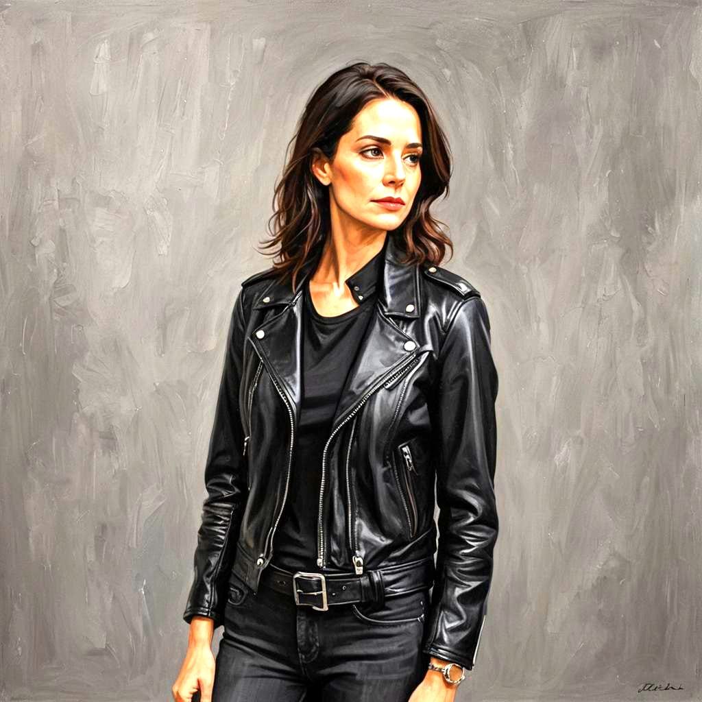 Person in Black Leather Jacket