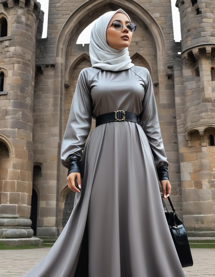 Detailed Psychedelic Portrait of Woman in Hijab, Pop Art