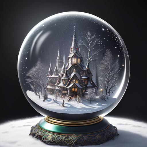Glass Sphere Snow Globe Christmas Tree: Epic Fantasy
