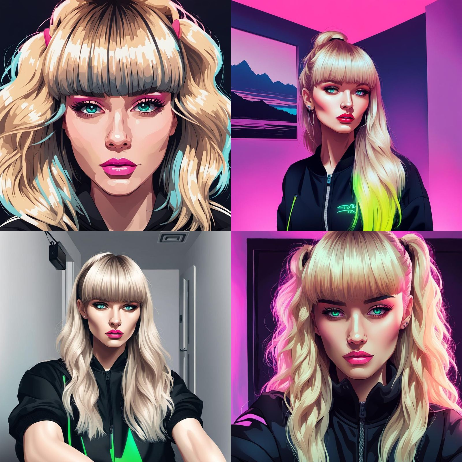 Girl with Bangs in Retro Pixel Art Style