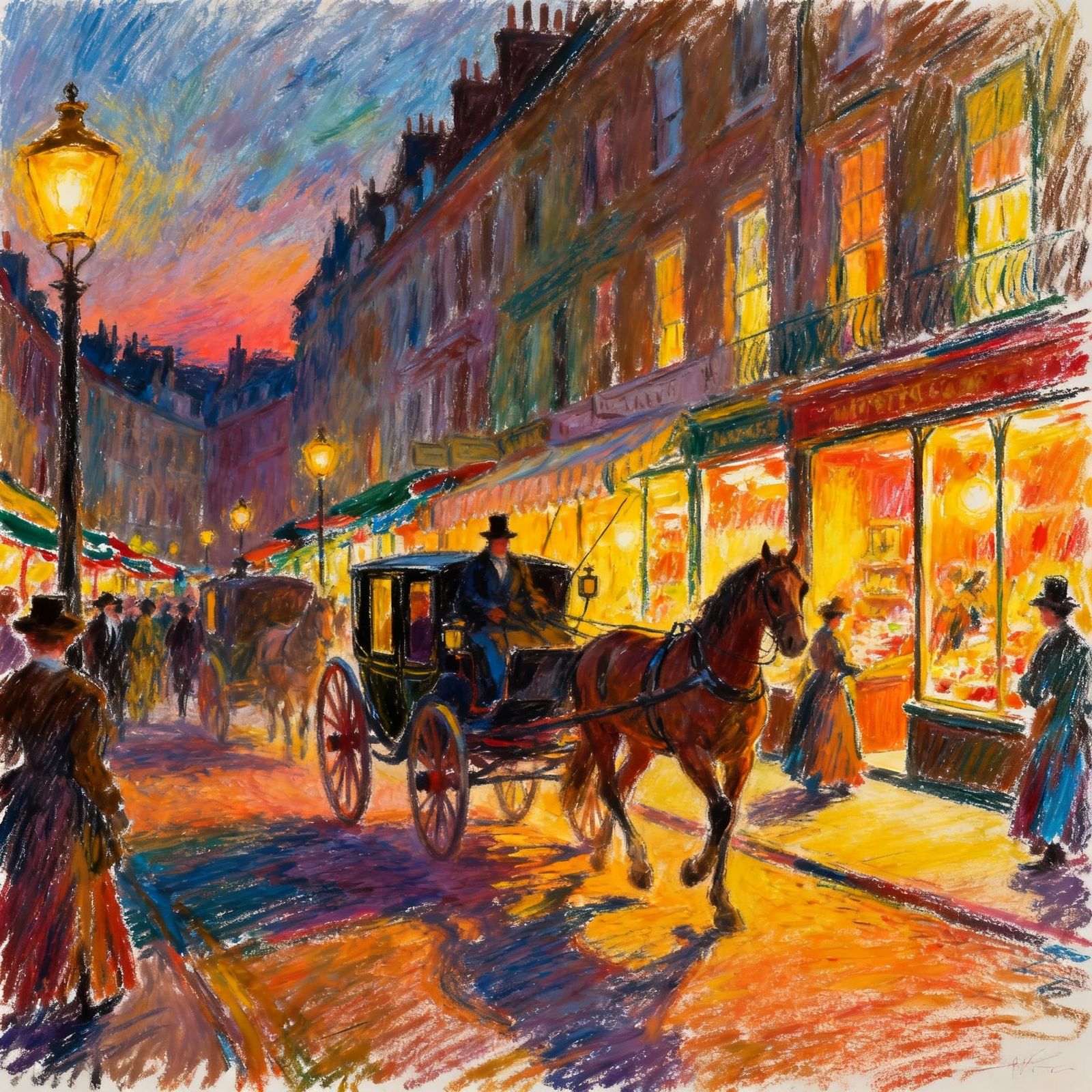 Victorian Market at Dusk Chalk Art