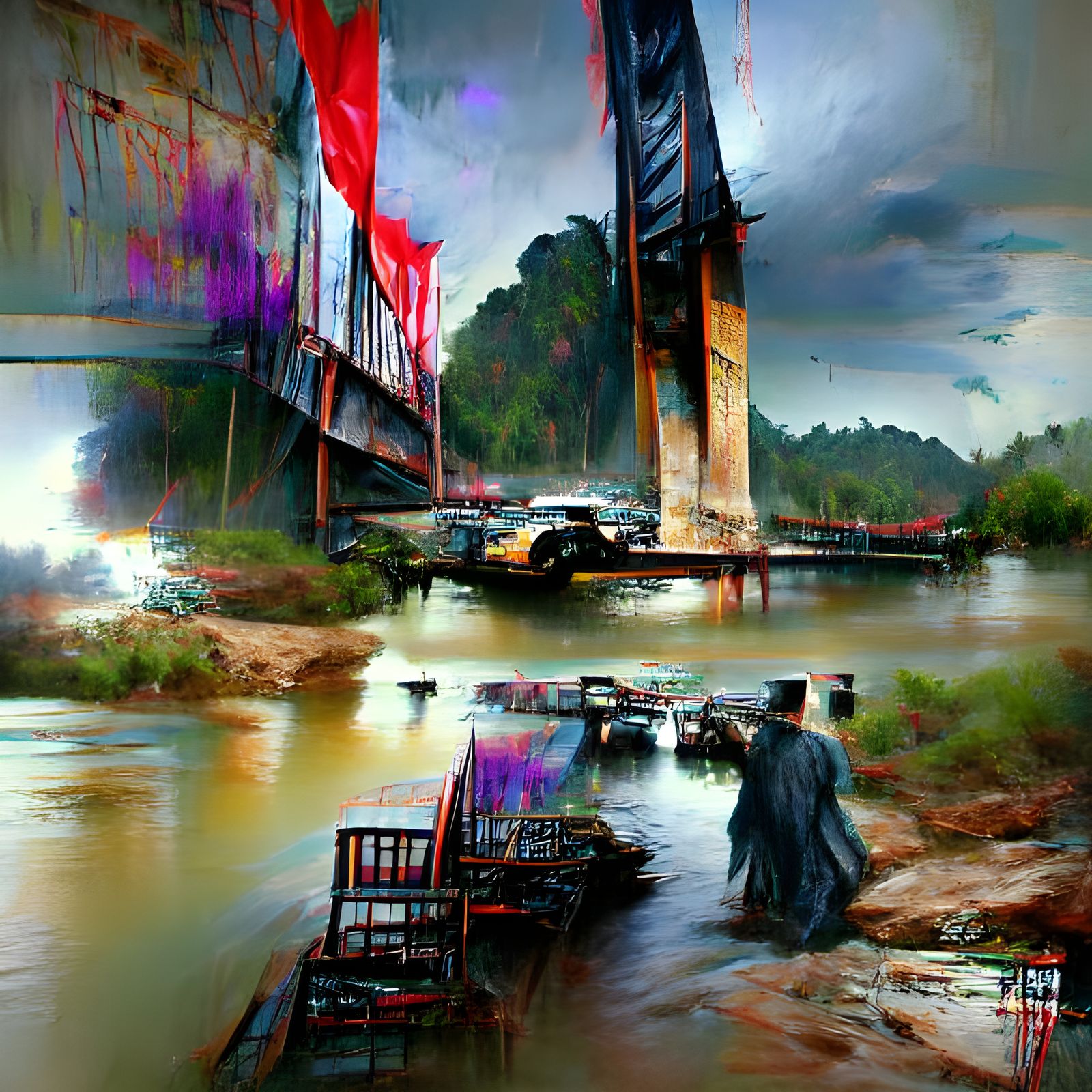 Temerloh's Old Bailey Bridge in Film Noir Style
