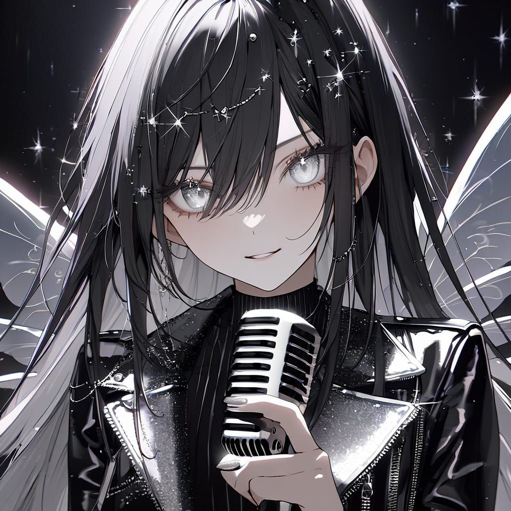 Ethereal Anime Rocker Girl with Elegant Style