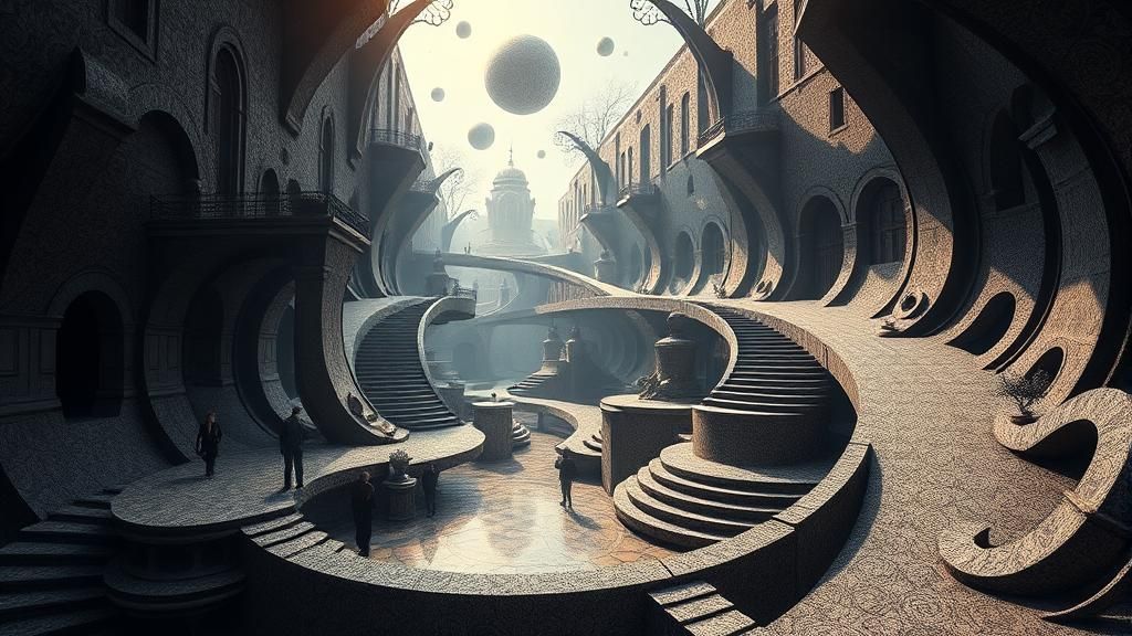Fantasy World in Surreal M.C. Escher Style