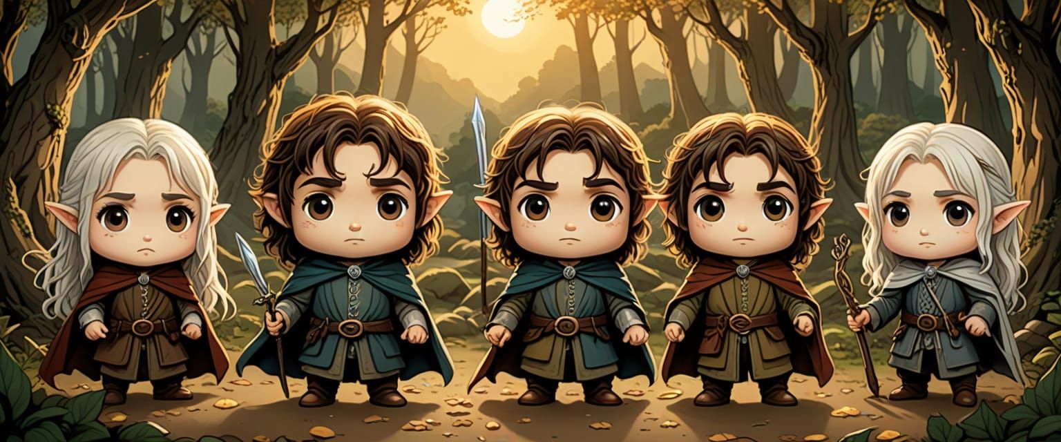 Chibi Lord Of The Rings Characters in Lothlorien