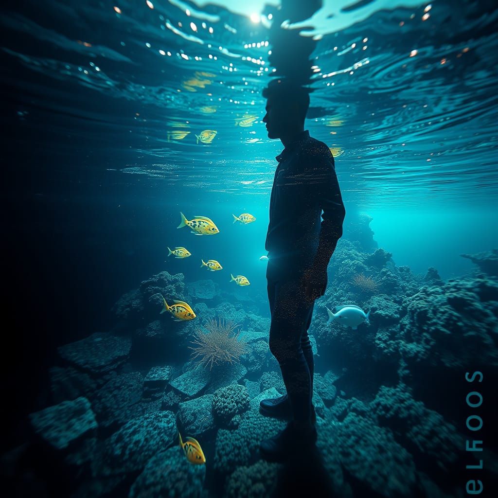Surreal Double Exposure: River Meets Underwater World