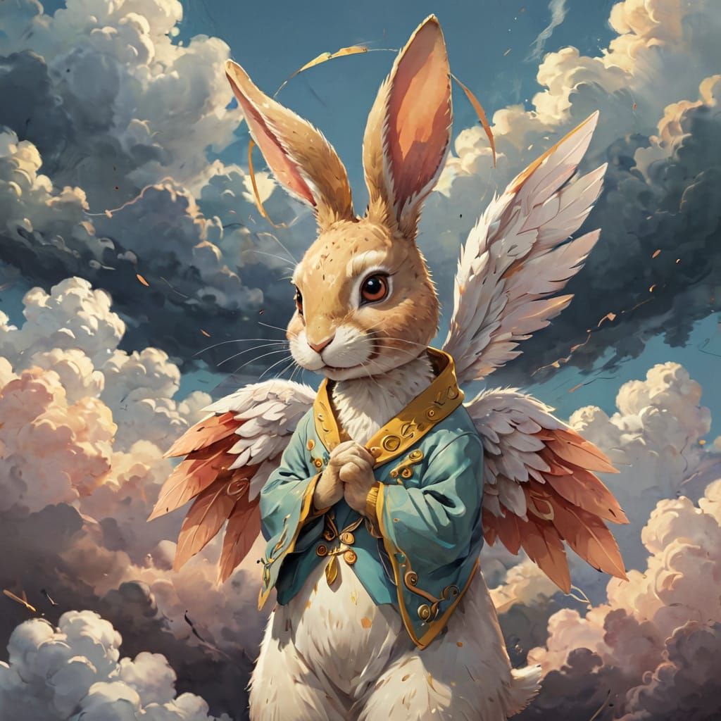 Ethereal Anime Rabbit: Angelic Qualities Shine in Vibrant, E...