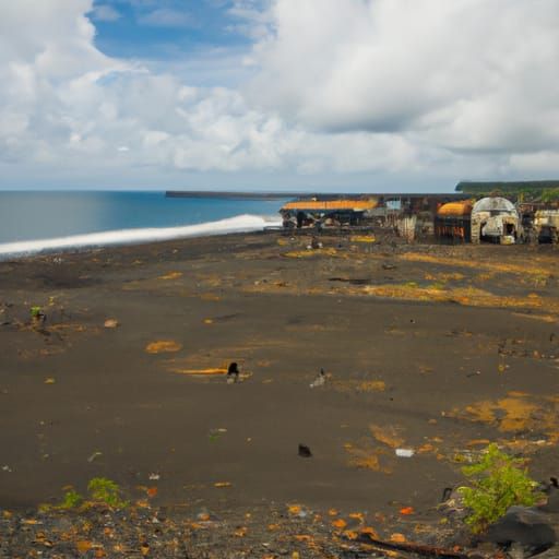 Abandoned Mining Town on Tropical Beach