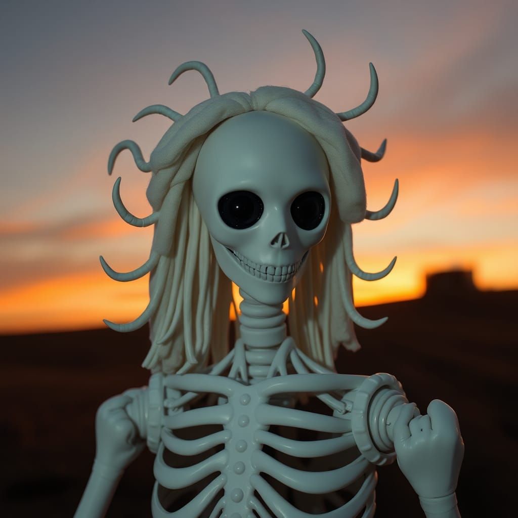 Dollequin Embodiment in Necromantic Sunset Photorealm