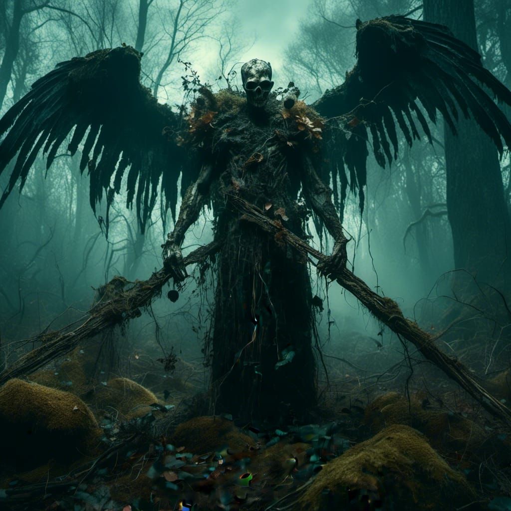 Fallen Aasimar Druid in Dark Fantasy Style