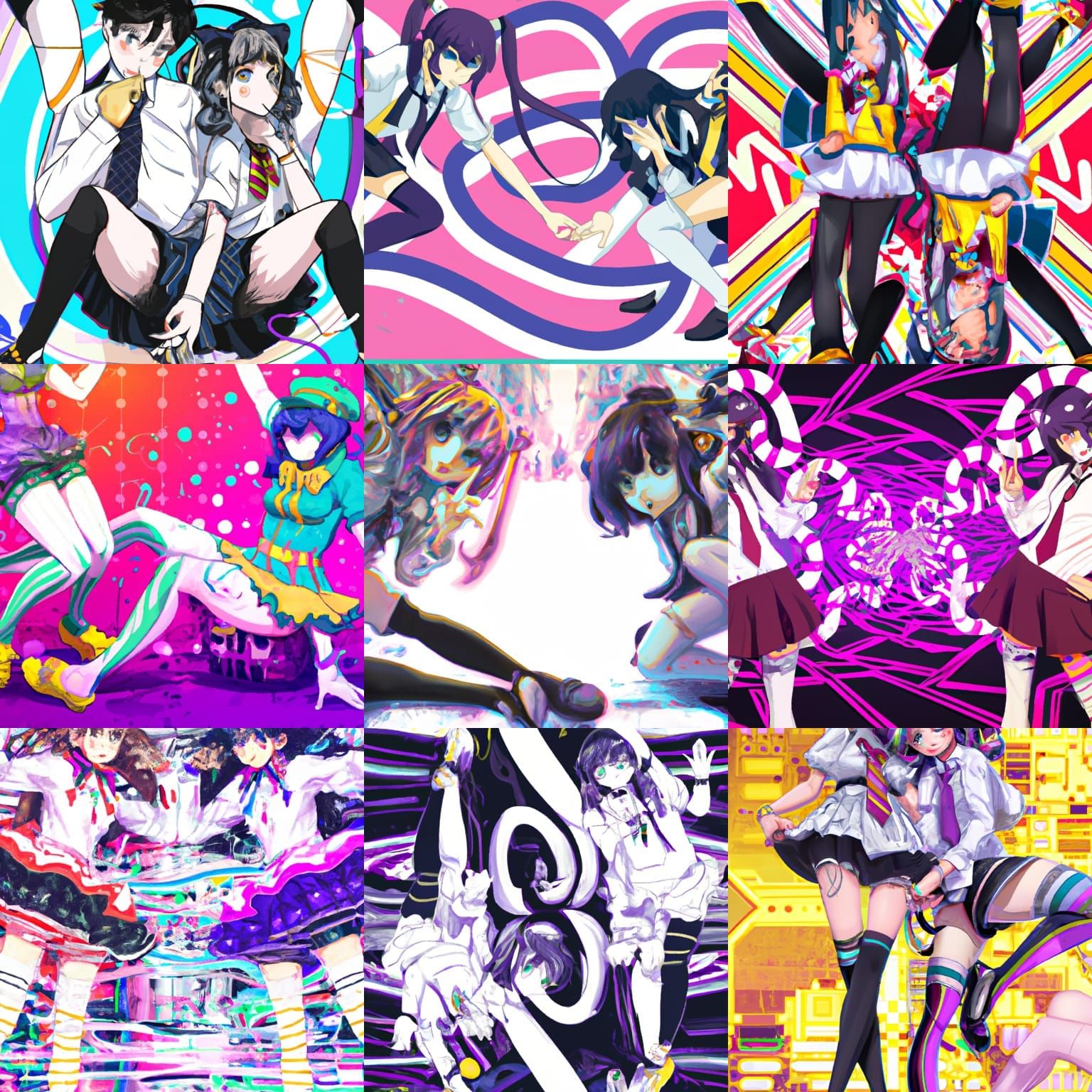 feminine anime boy trippy komi san cant communicate concept art cute pose thigh high socks graffiti art two anime girls ...