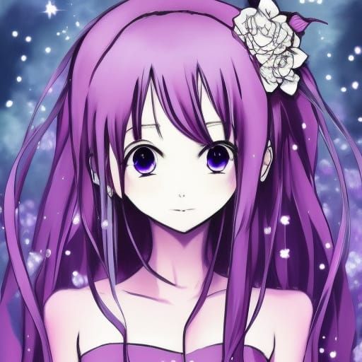 Anime Style Portrait in Purple Hues