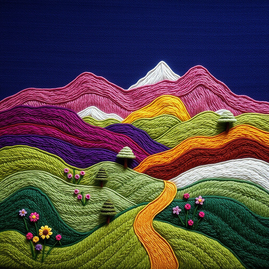 Textile Landscape Art: Embroidered Hills and Mountains