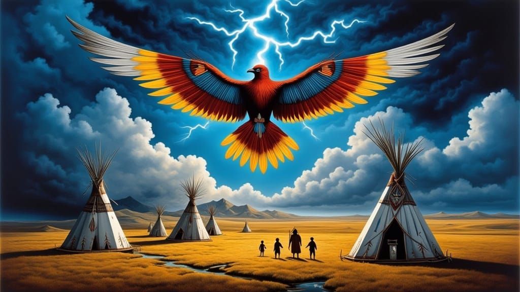Majestic Thunderbird in Stormy Skies, Ancient Energy and Pow...