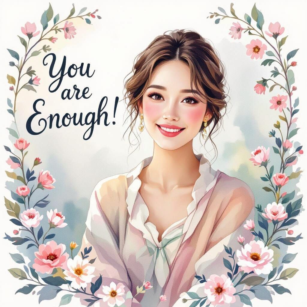 Uplifting Watercolor Portrait with Affirmation