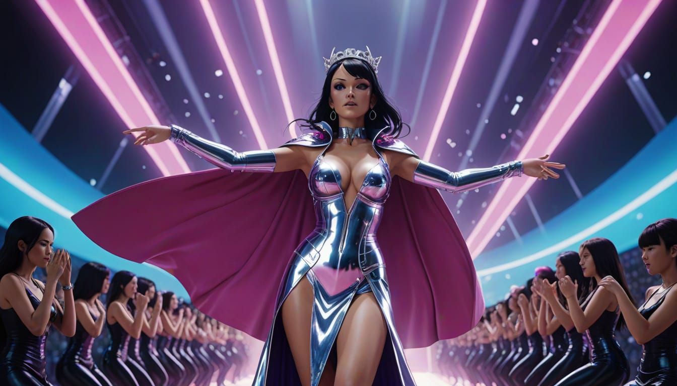 Nico Robin Performs in Futuristic Stadium, Hyperrealism