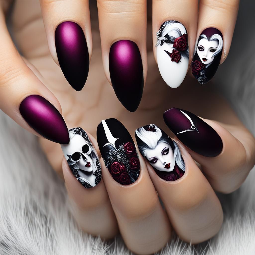 Vampire Girl Decorative Nail Art