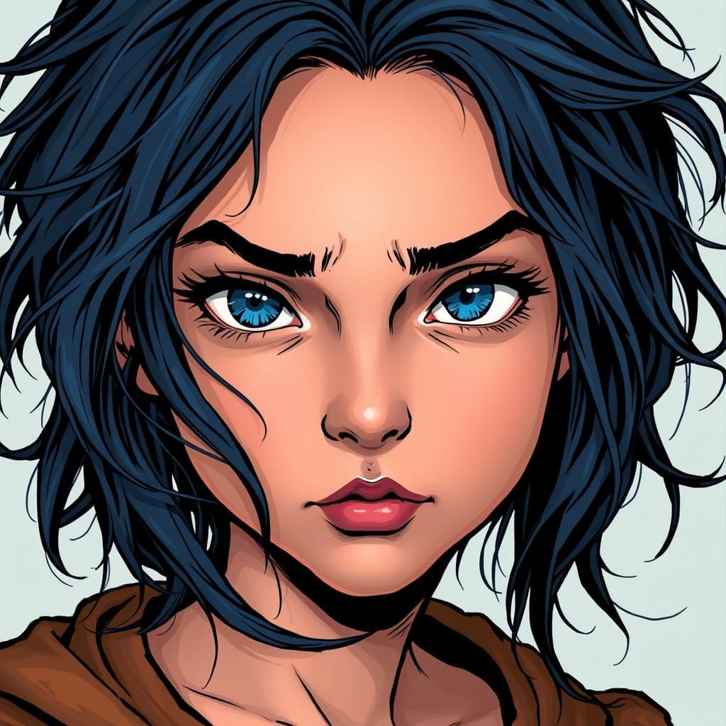 Girl with Unkempt Hair in Dark, Moody Style