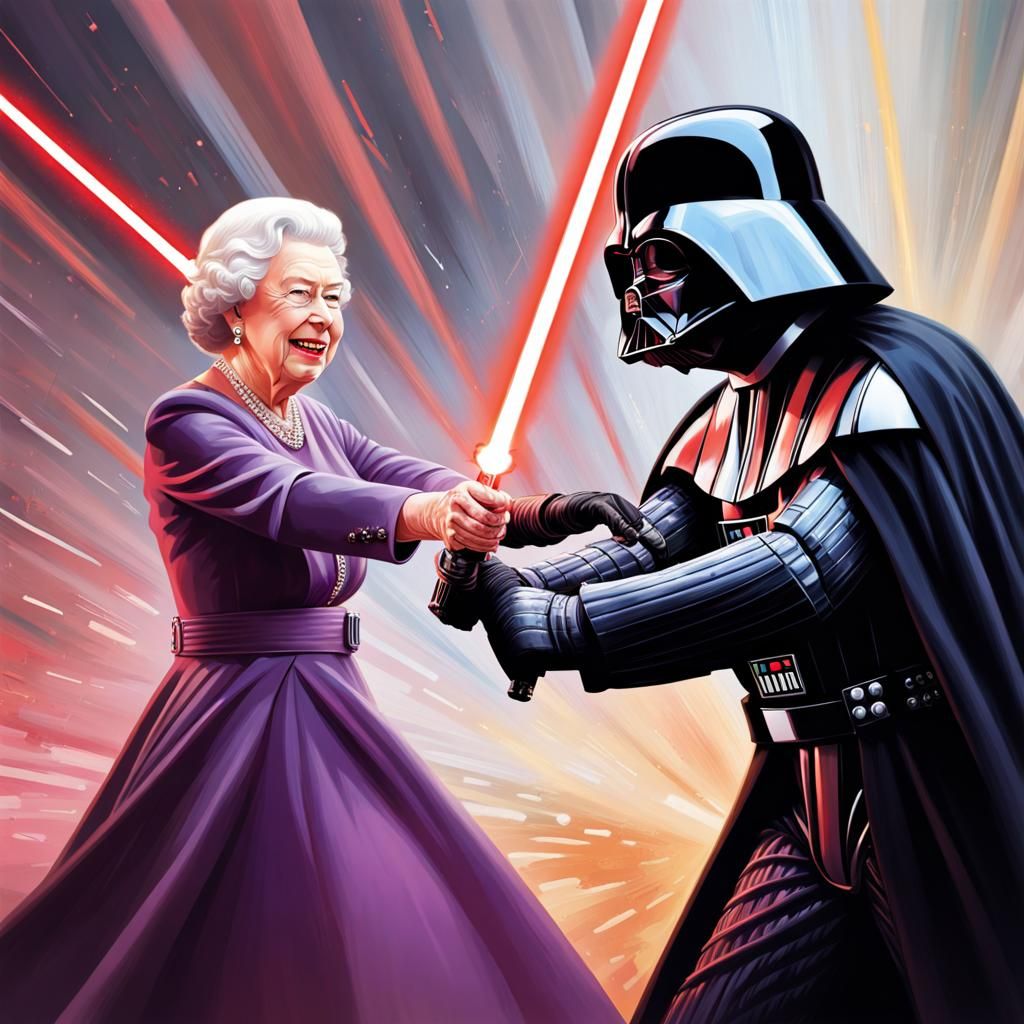 Queen Elizabeth II vs Darth Vader Lightsaber Duel