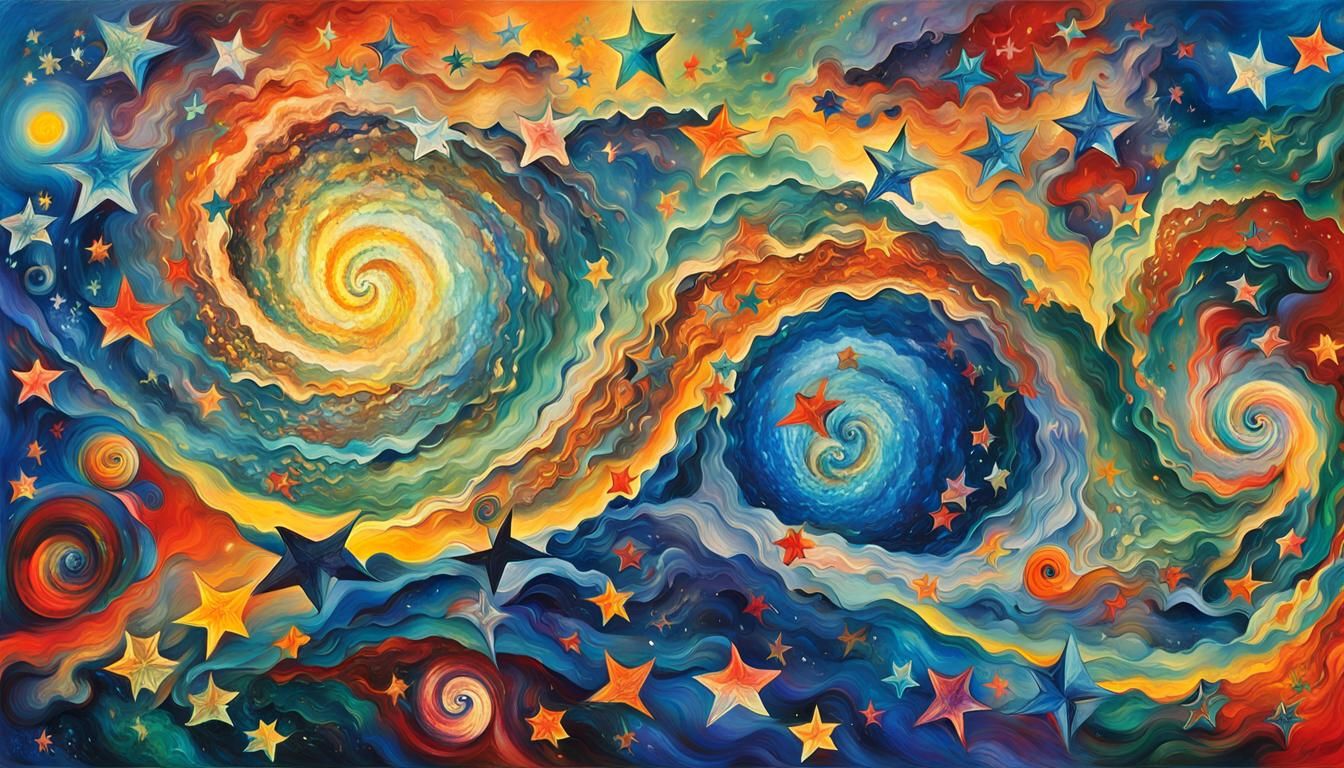 Iridescent Stars and Cosmic Energy in Abstract Expressionism