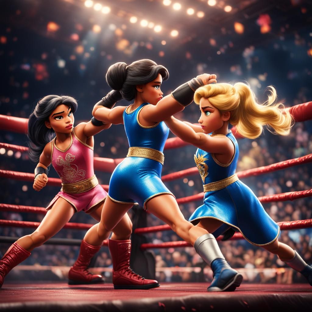 Disney Princesses Pro Wrestling Rumble in HDR