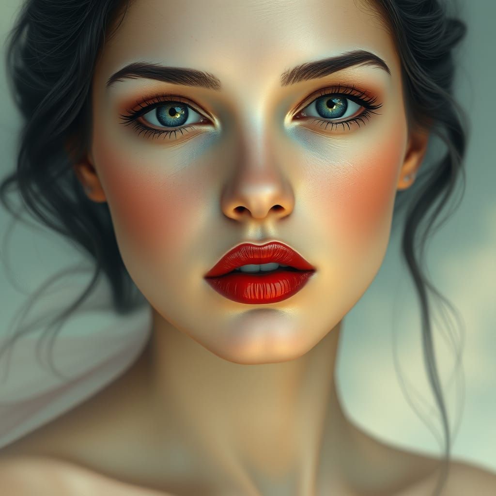 Hyper-Realistic Aquarelle Portrait of a Woman's Face