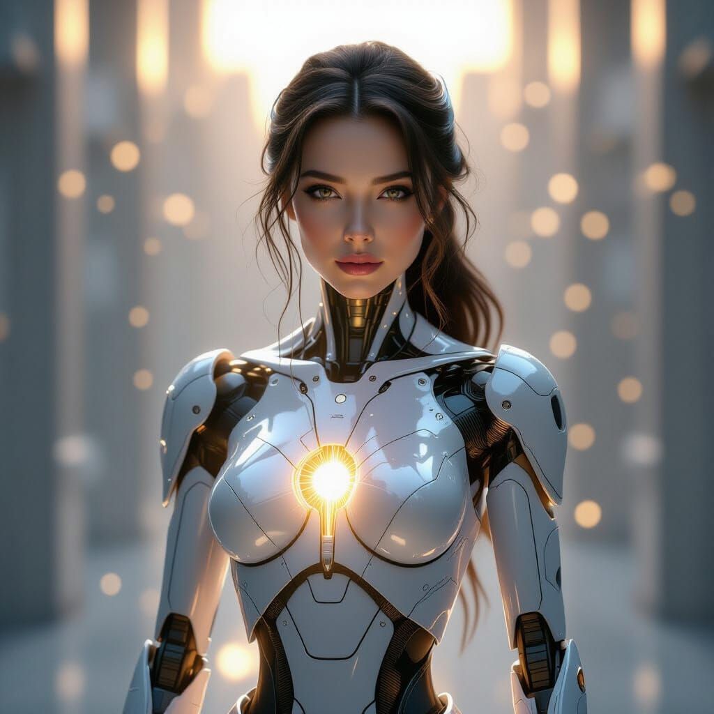 Ethereal Android in Glowing Light - Futuristic Realism