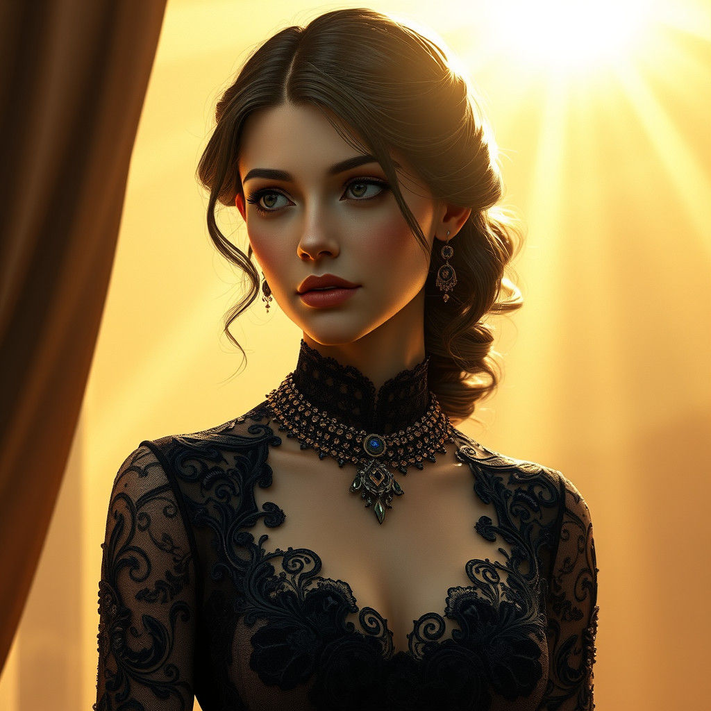 Persian Woman with Gold Jewelry in Hyperreal Detail