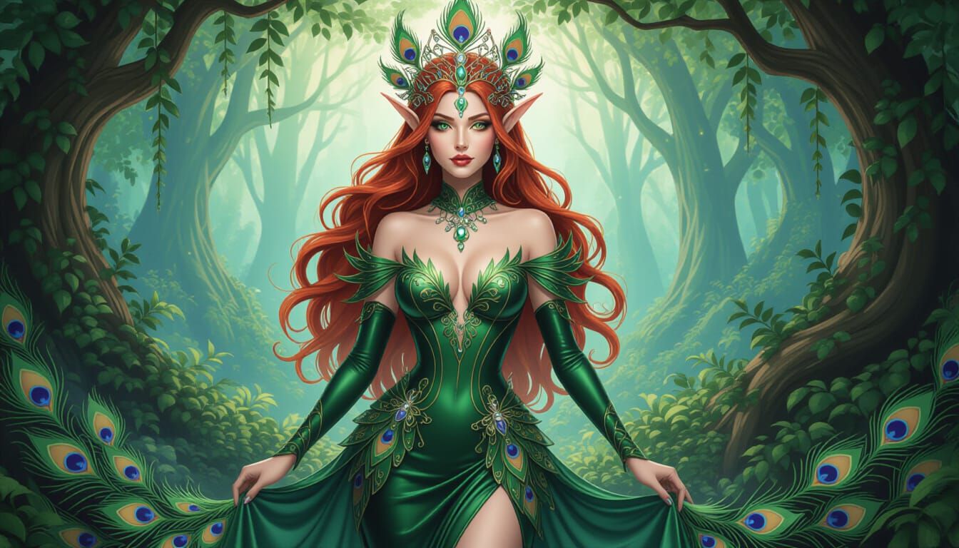 Peacock Faerie Zoey in Ethereal Forest