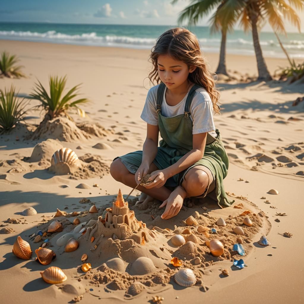 Dreamy Beach Sandcastle: Fantasy Concept Art