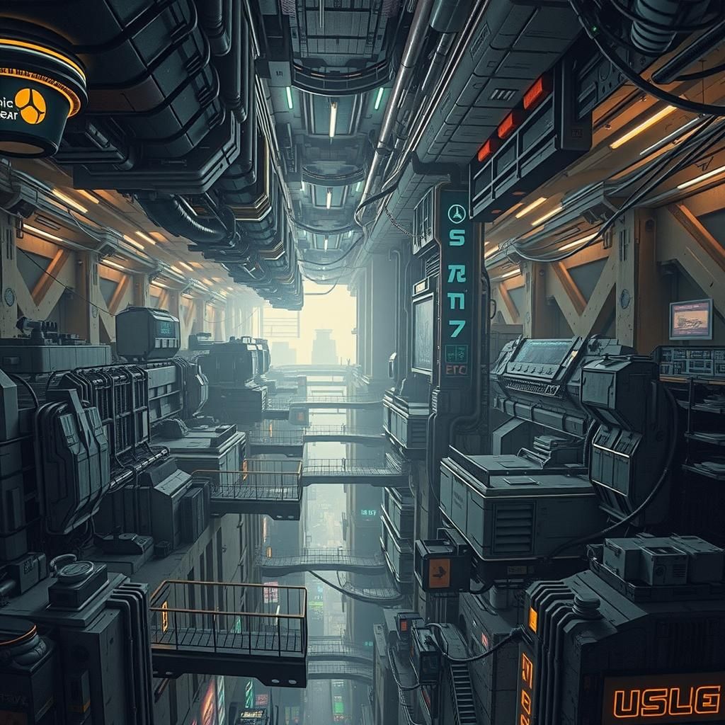 Cyberpunk Underground Cityscape in a Dystopian Future