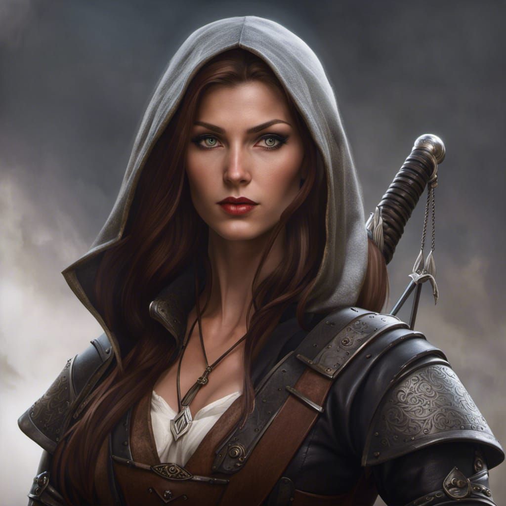 Medieval Female Rogue in Ethereal Fantasy Style