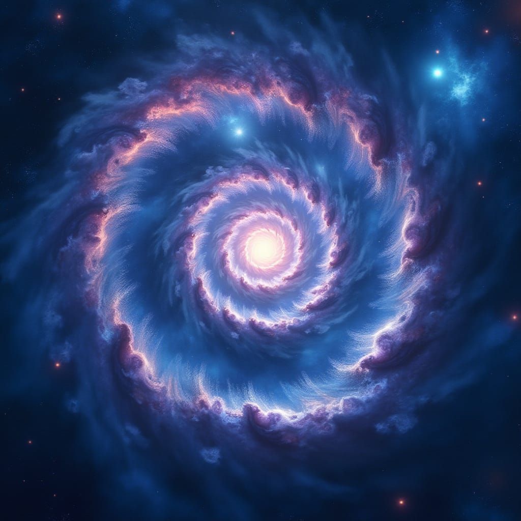 Ethereal Spiral Galaxy in Timeless Cosmic Cycle