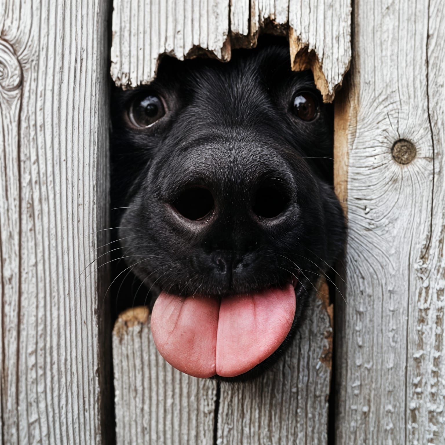 Dog's Nose Through Vintage Wooden Fence