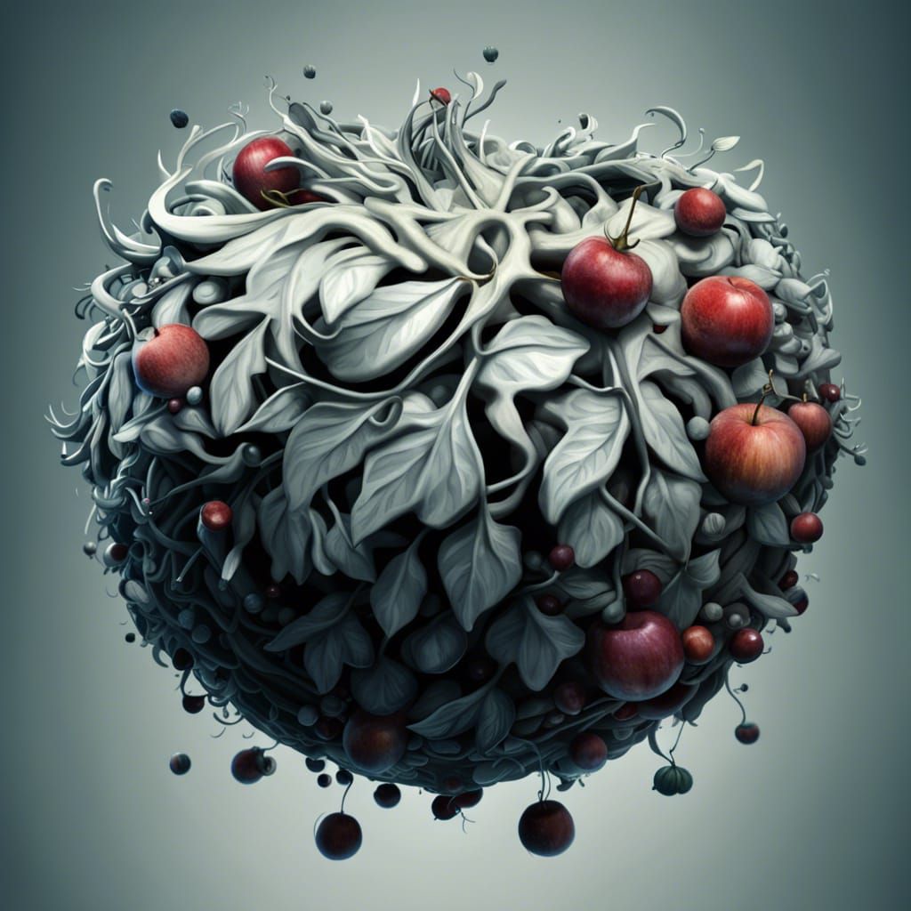 Ominous Forbidden Fruit: Hyperdetailed Photorealistic Apple