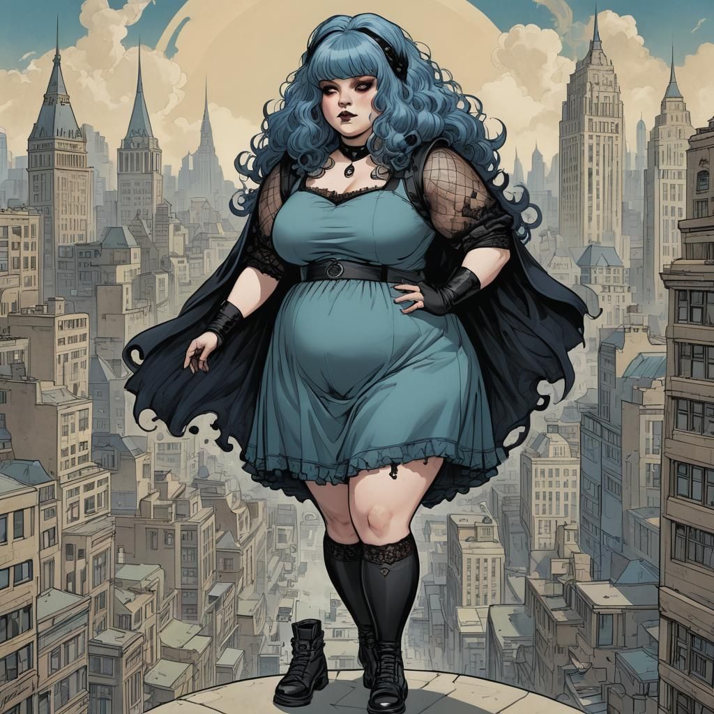 Gothic Enchantress in Art Deco Cityscape