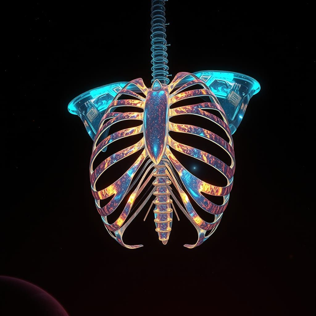 Celestial Ribcage Theater in Vibrant Iridescent Hues