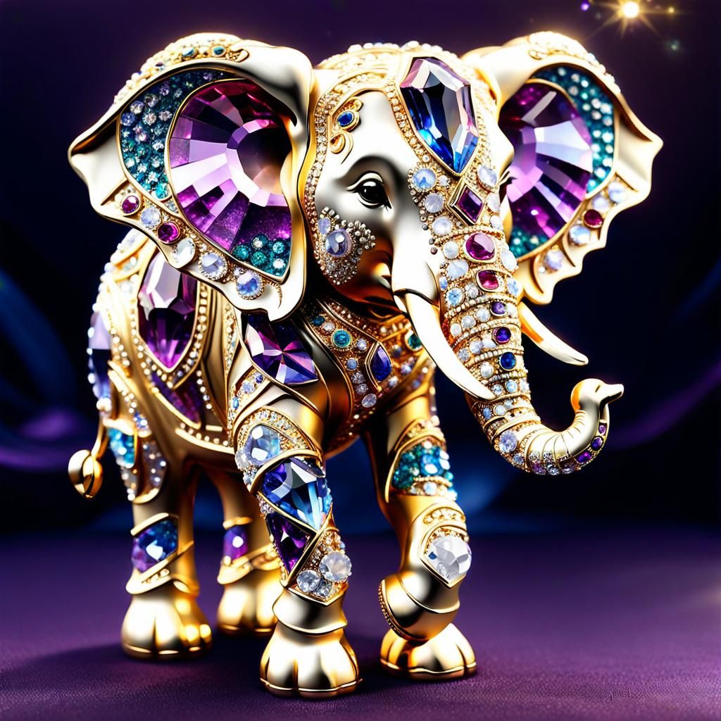 Beautiful Swarovski-Style Crystal Elephant Figurine