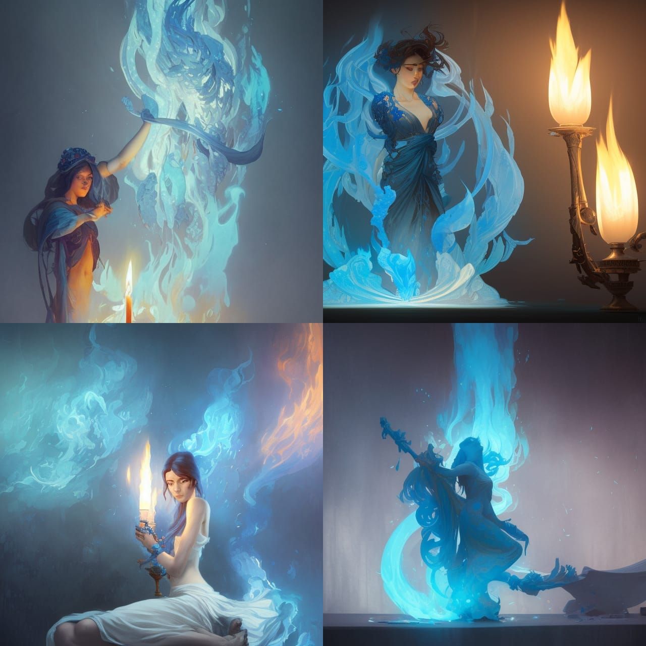 Blue Candle Burning: Hyperdetailed Digital Art