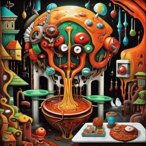 Surreal Cubist Dreamscape of Leaking Organs