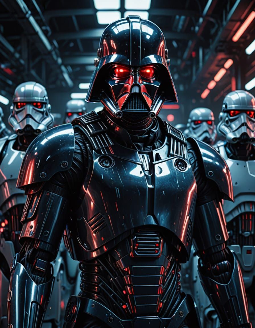 Darth Vader as Cybernetic Terminator Stormtrooper Army