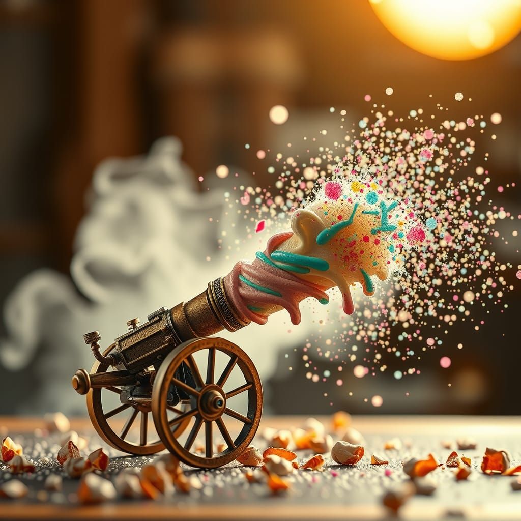 Ice Cream Cannon in Futuristic Digital Art Style
