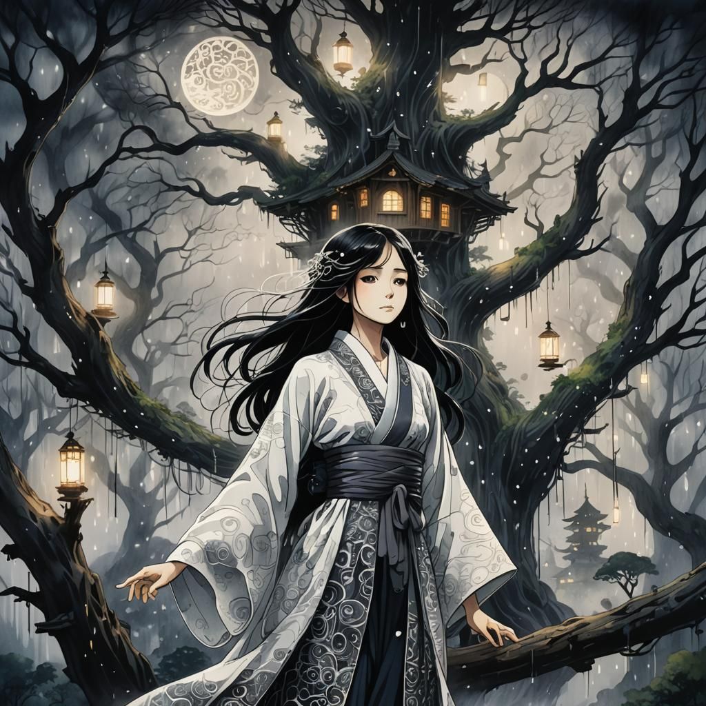 Witch in Epic Treehouse, Studio Ghibli Anime